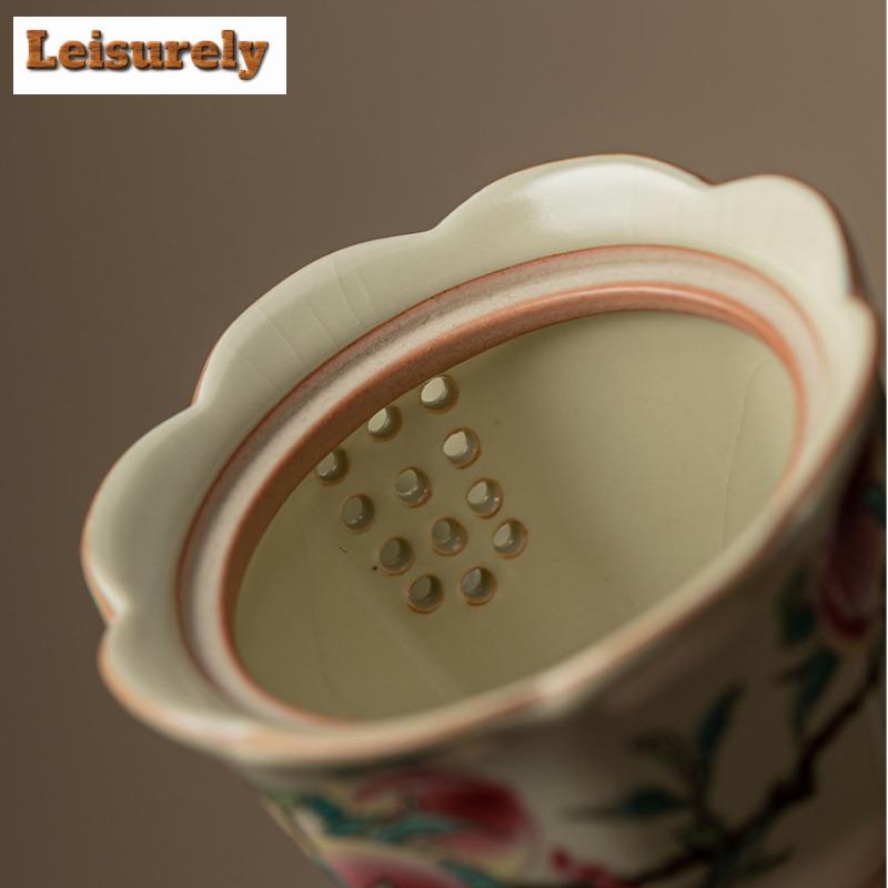100 мл китайский фарфоровый чайник Ru Kiln эстетичный горшок с девятью персиковыми цветами чайник для заваривания чая чайная утварь аксессуары украшения