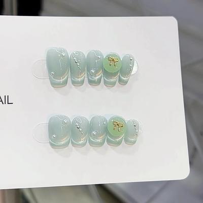 Чисто ручная работа фототерапия носимые ногти таблетки, китайский стиль Ping An Buckle носимые ногти готовый продукт многоразовые ногтевые пластыри