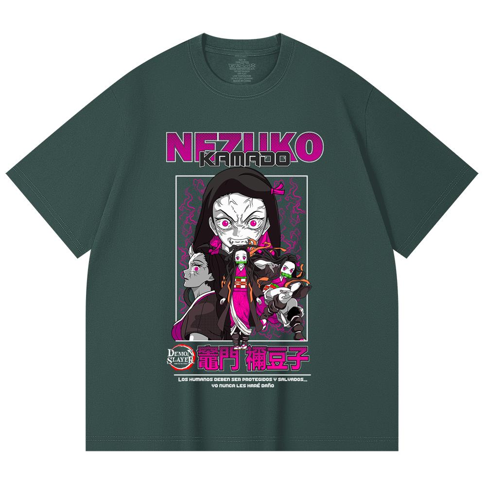 230 Gsm 100% Cotton Demon Slayer V55 Nezuko Print Unisex Heavy Cotton T Shirt
