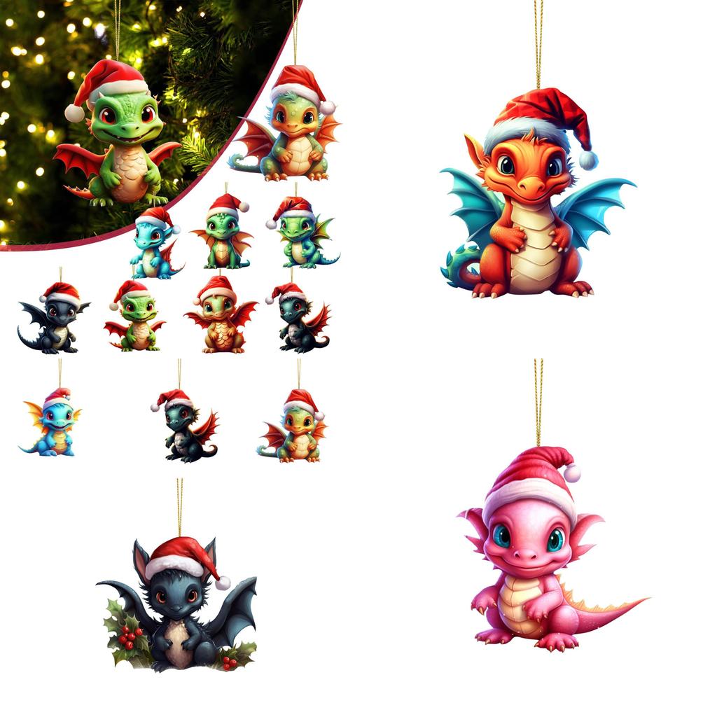 Playful Dragon Acrylic Christmas Hanging Decoration For Festive Car Interior Adornments