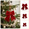 Red Christmas Bow Ornament Fabric Xmas Tree Decoration Christmas Tree Hanging Ornament  Window