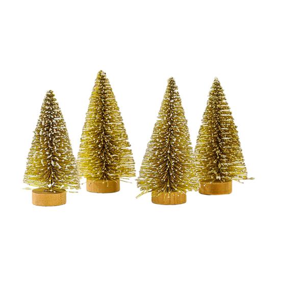 4 шт., мини-рождественская елка, реалистичная деревянная основа, миниатюрная сосна для вечеринки, праздничные украшения для рабочего стола