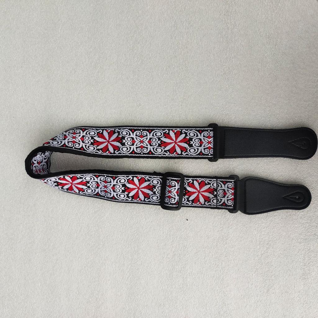 Регулируемый кожаный и тканевый гитарный ремень в этническом стиле с различными узорами для акустических и бас-гитар