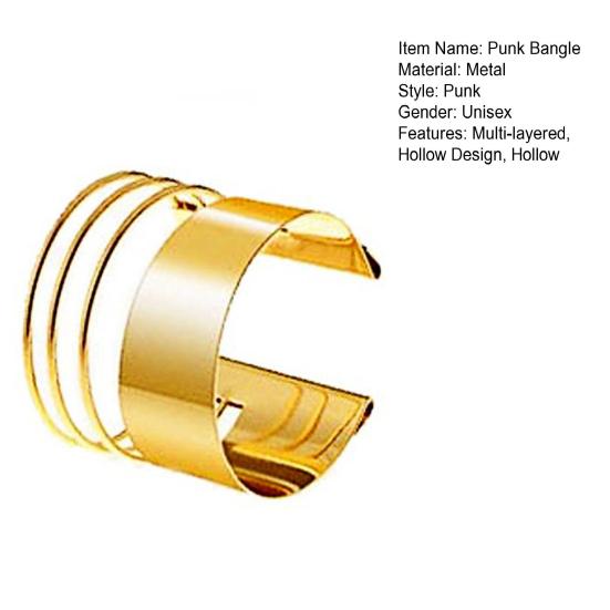 Модный многослойный полый дизайн, браслет в стиле панк, металлический браслет с открытием, регулируемый женский браслет, ювелирное изделие, подарок