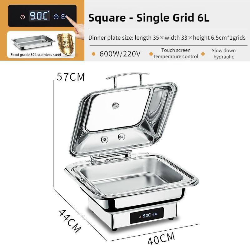 Electric Chafing Dish Adjustable Temp Roll Top Food Warmer Temp Display Catering Buffet Stove Stainless Steel Buffet Servers