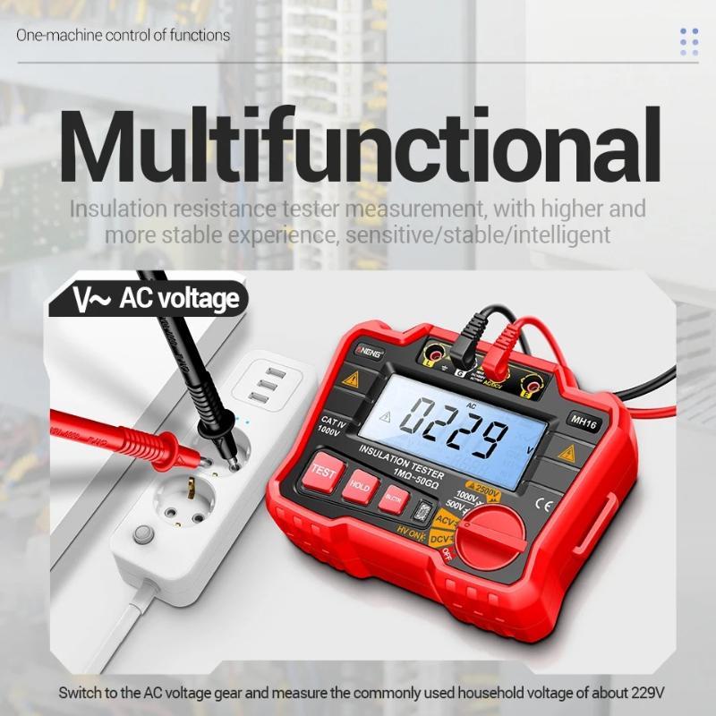 2026 ANENG MH16 Digital Insulation Resistance Megohmmeter High Voltage Earth Ground Resistance Tester LCD Display High Precision Electrical Test Tool