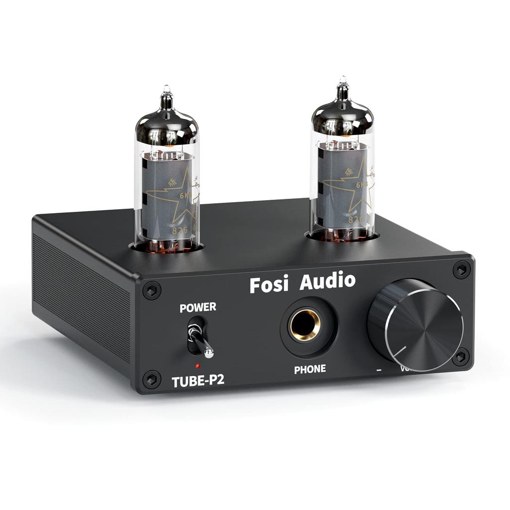 Fosi Audio P2 Headphone Amplifier Small Vacuum Tube Headphone Amplifier Mini HiFi Stereo Audio Low Ground Noise Output Protection Port Power 6.35mm