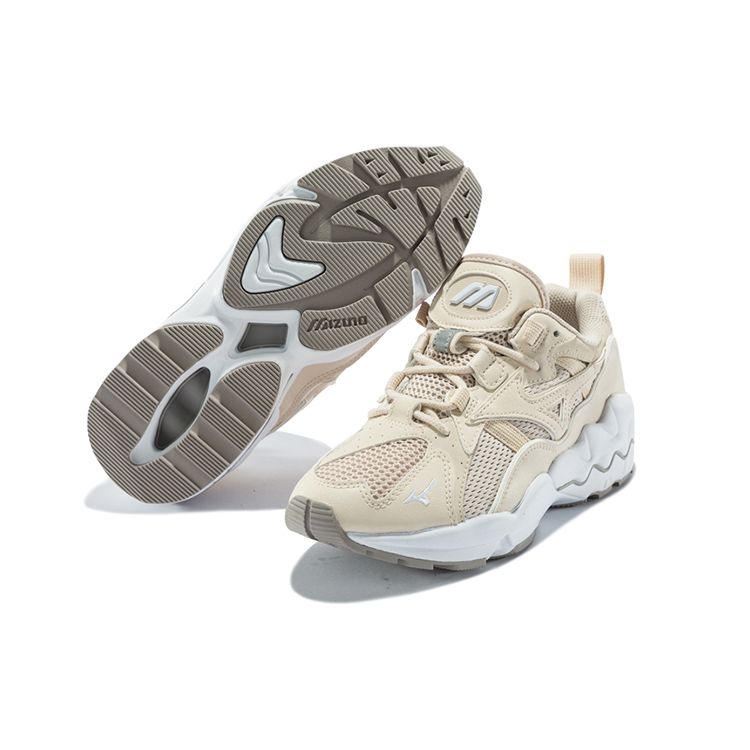 Mizuno Rider 1 Удобная Толстая Подошва Амортизация Нескользящие Износостойкие Дышащие Низкие Кроссовки Унисекс Кроссовки Бежевый D1GA192749