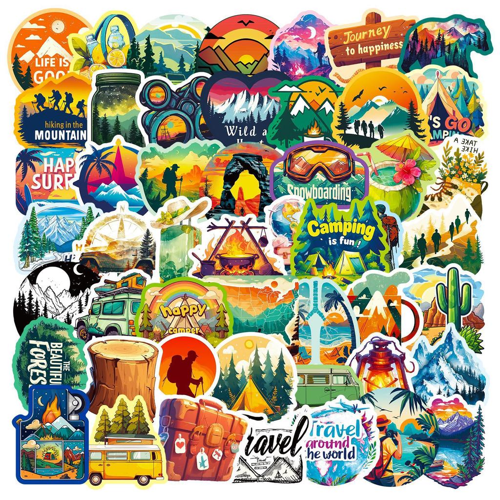 50 Outdoor Hiking Adventure Camping Camping Mountaineering Graffiti Stickers Decorative Luggage Notebook