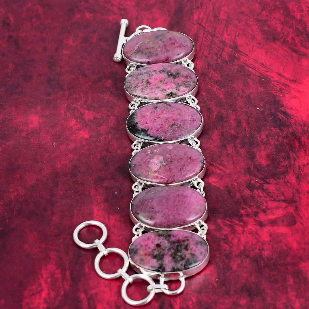 Ювелирные изделия ручной работы с родонитом, комплект ожерелья и браслета из стерлингового серебра 925 пробы, красивые украшения из натуральных драгоценных камней для свадебного подарка