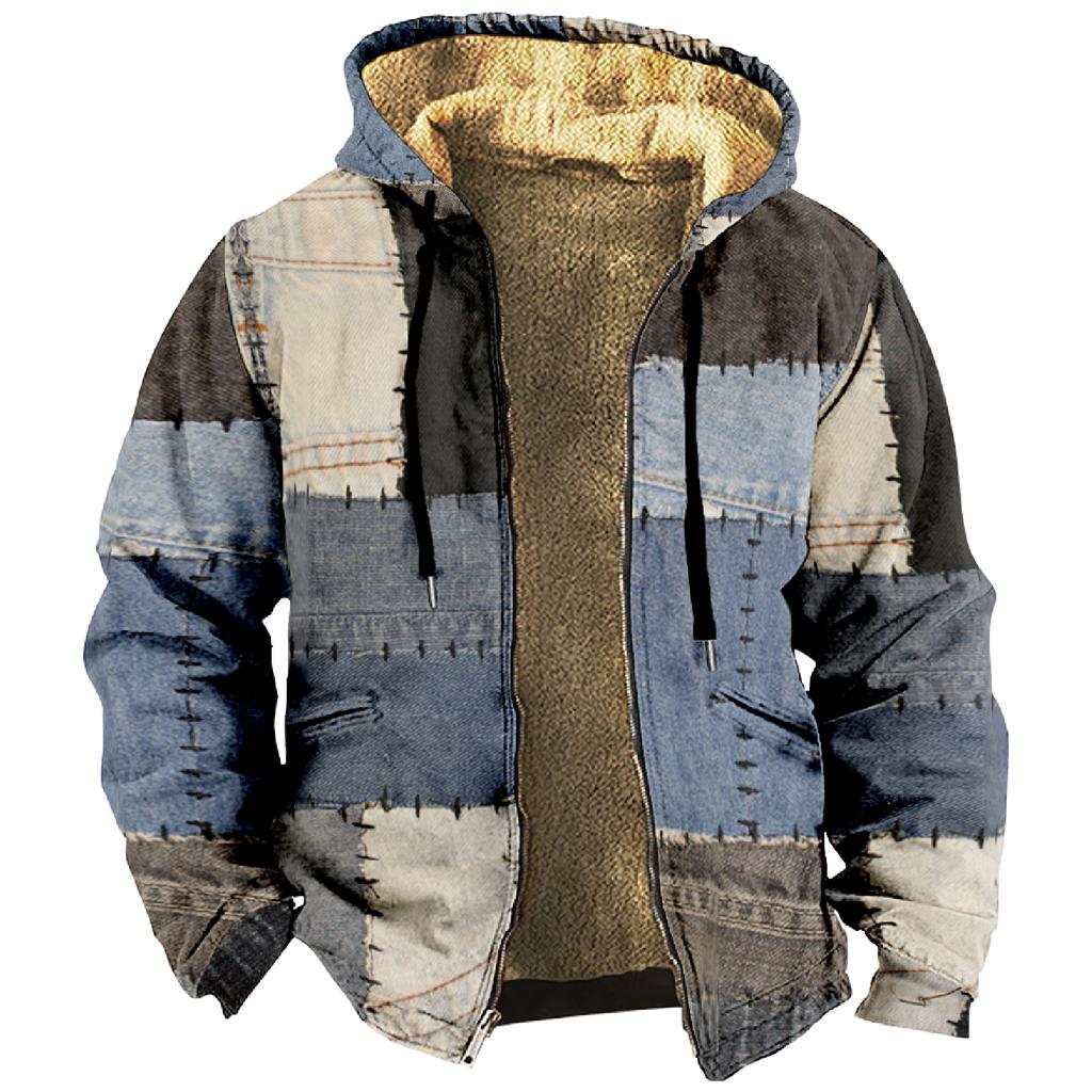 Мужская зимняя куртка-кардиган на молнии с флисовой курткой с принтом