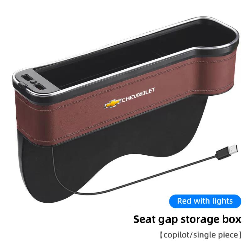 Car LED Lights Seat Gap Storage Box Cup Holder With USB Charging For Chevrolet Spark Captiva Cruze Malibu Equinox Trax Camaro GN7