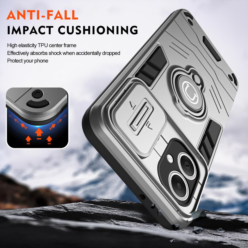 For Samsung Galaxy A06 5G Case Slide Camshield Kickstand PC+TPU Phone Cover