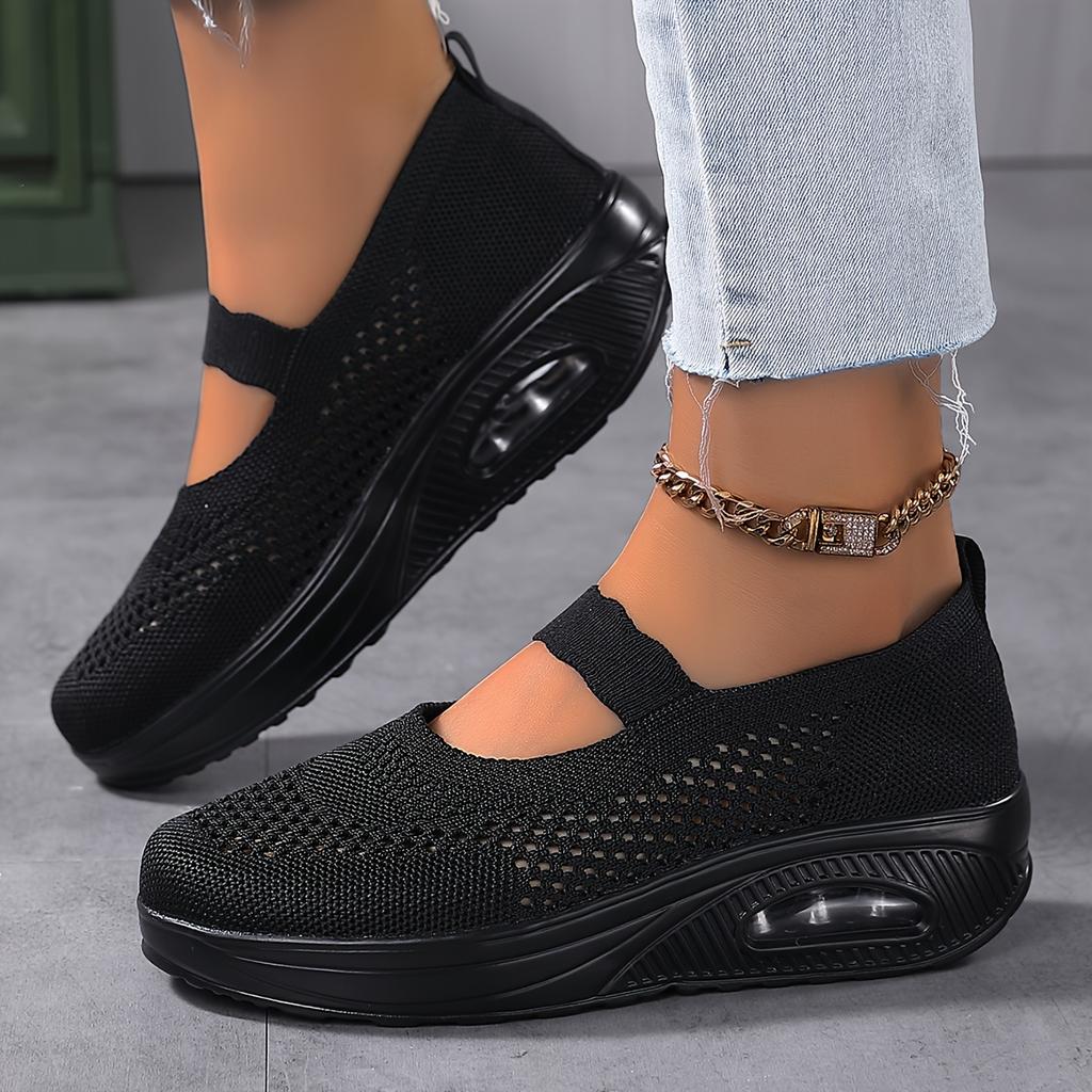Женские дышащие трикотажные кроссовки, повседневная обувь без застежек для отдыха на открытом воздухе, удобная обувь с низким верхом больших размеров