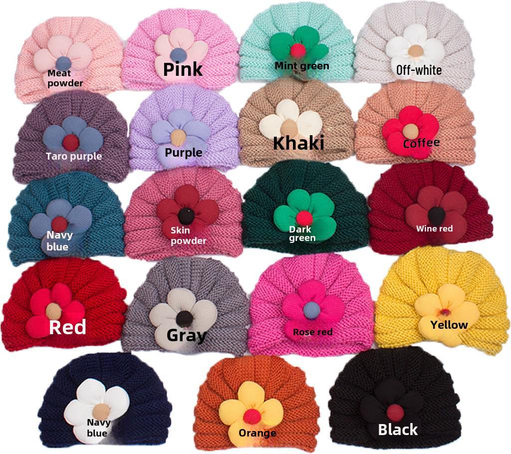 2023 Европейская и американская детская шерстяная шапка-пуловер с цветочным узором: Тепло и комфортно для осени и зимы