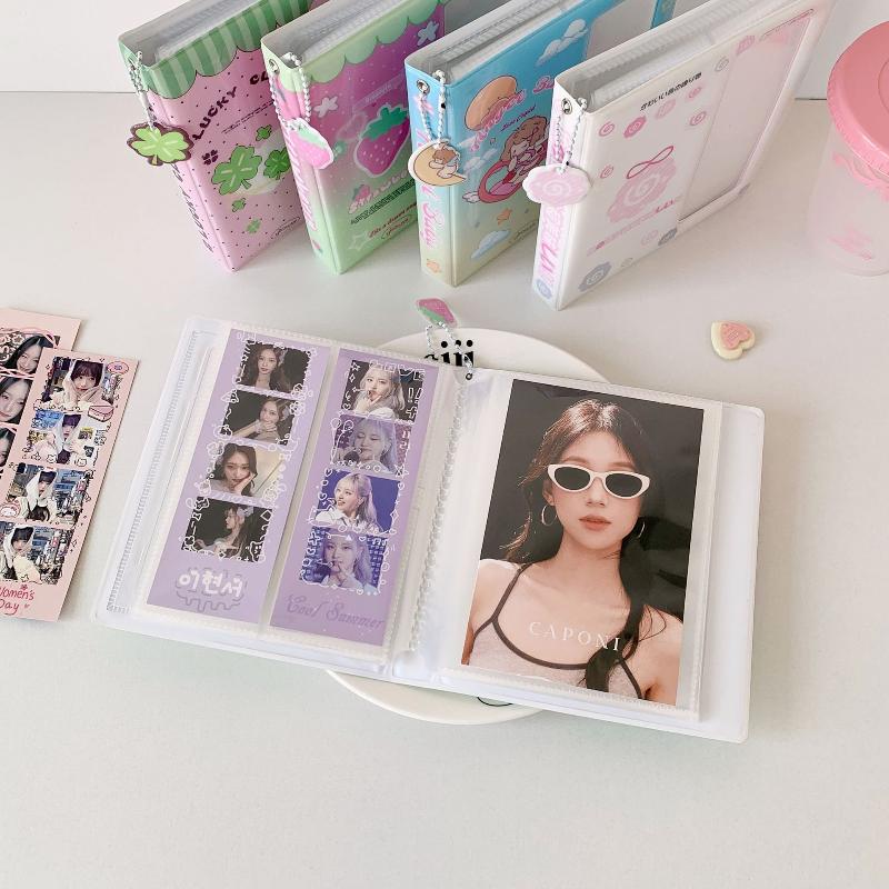Мультяшный фотоальбом для фотобудки с идолами, 40 страниц для 40 фотополосок 5x15 см, Закладка 20 шт., Держатель для фото 10x15 см (4R)