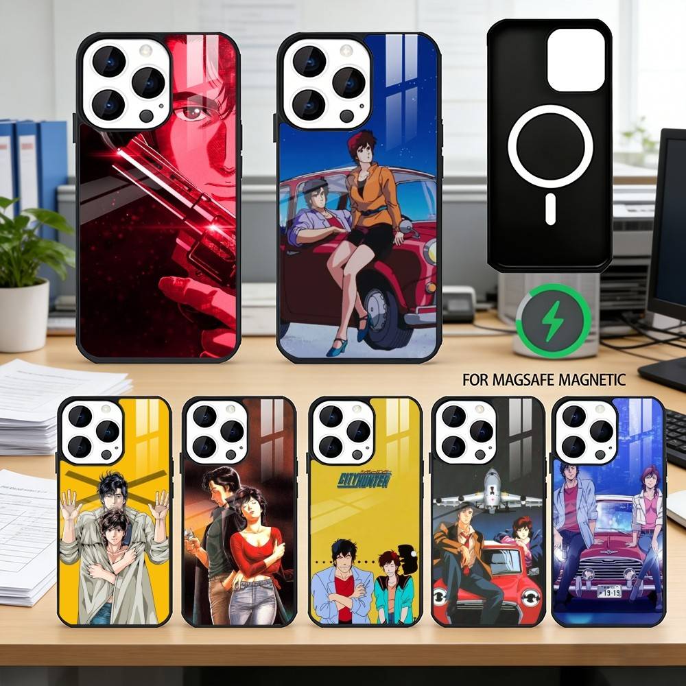 R-Retro City Hunter Comic Phone Case For iPhone17,16,15,14,13,12,11 Plus,Pro Magnetic with Magsafe Wireless Charging