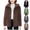 Women's Loose Hooded Warm Sweater Solid Color Double-Sided Coral Velvet Zippered Lamb Wool Jacket