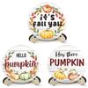 3pcs Fall Pumpkin Alphabet Ornament Craft Painting Thanksgiving Round Wooden Plate Tray Ornament Home Decorations