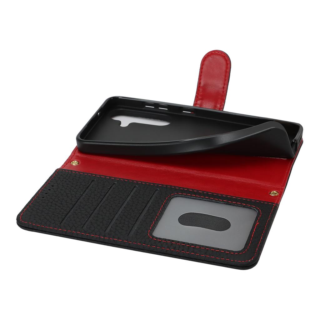 Для Samsung Galaxy S25 Чехол-подставка Текстура личи Натуральная коровья кожа Кошелек Чехол для телефона с RFID-блокировкой