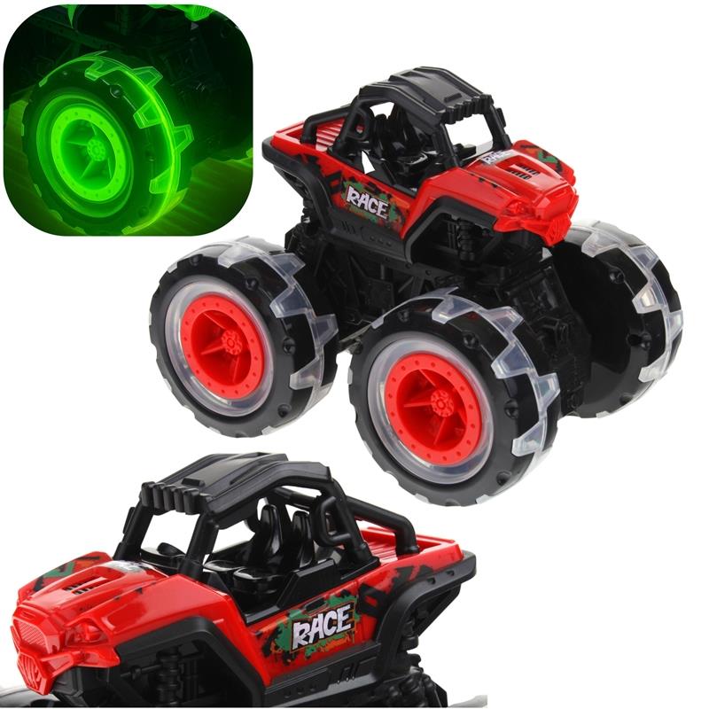Monster Truck Samochód Terenowy Jeep Auto Off Road Dźwięk Światło Czerwony