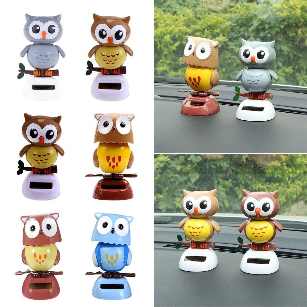 Decor Solar Powered Animal Shaking Head Toy Owl Dancing Doll Swinging Toy Car Ornament Decoration