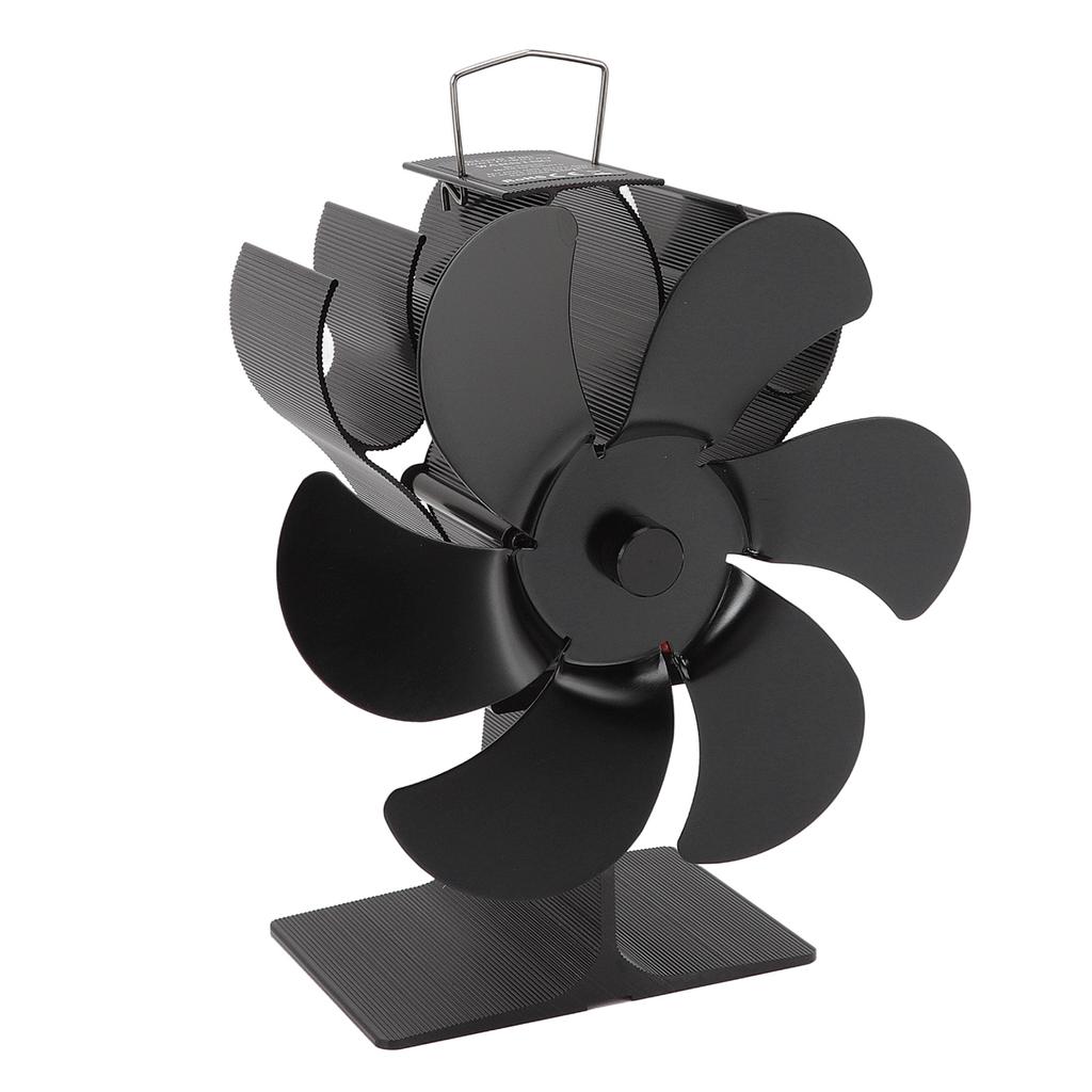 6 Blade Stove Fan Black Self Starting High Temperature Resistant Heat Powered Stove Fan for Home
