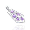 Amethyst Geometric Pendant: 925 Sterling Silver Handmade Necklace