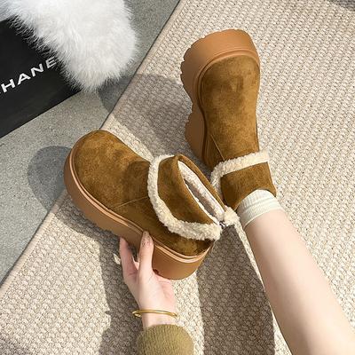 Женские ретро мягкие эластичные толстая подошва зимний мех один теплый холодный стеганый снежные ботинки нескользящие износостойкие повседневные спортивные короткие хлопковые ботинки