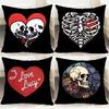Модная наволочка S-S Череп Сердце Удобная двусторонняя наволочка Идеально для Автомобиля Дивана Спальни и Многого Другого