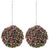Set of 2 Decorative Artificial Plants, UV-protected Artificial Plant Topiary Rose Balls, Fake Plants for Home Indoor outdoor Decor, 28cm, Purple