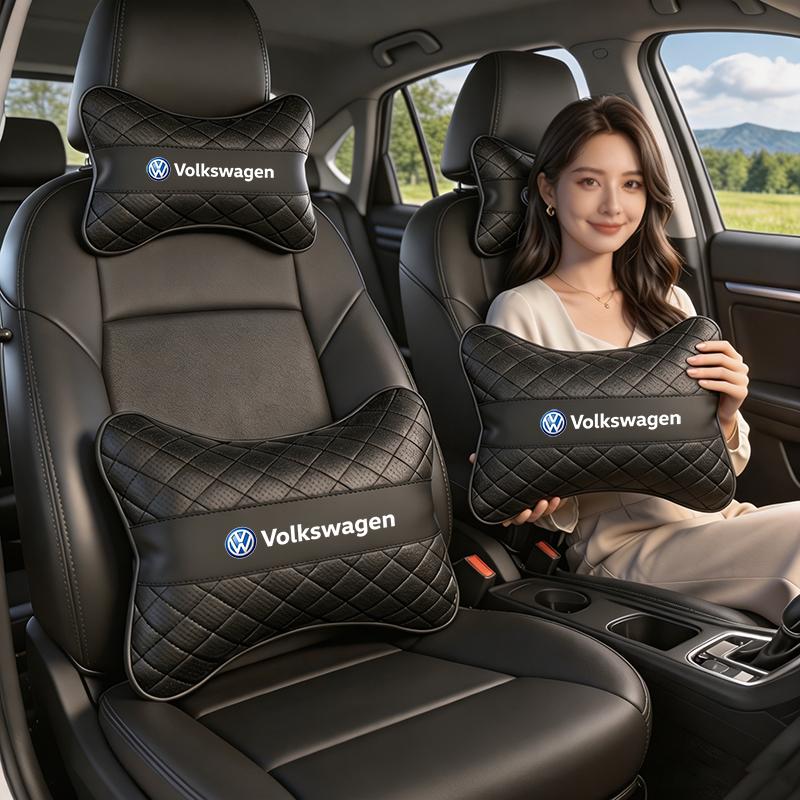 OBTLU1 Car Seat Head Support Cushion Lumbar Pillow Accessories Tire Valve For VW GTI Golf Polo Passat Tiguan T-ROC Jetta Arteon ID.3 CC