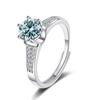 Bague Ringen Real 1ct Round VVS D Moissanite Diamond Ring For Women S925 Sterling Silver Jewelry Six Claw Opening Adjustable Rings