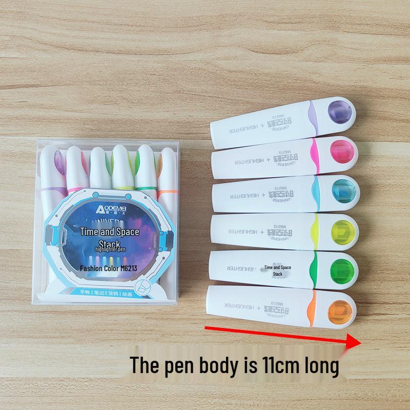 6-Color Large Capacity Fluorescent Glitter Pens with Oblique Tips for Journaling and DIY Projects