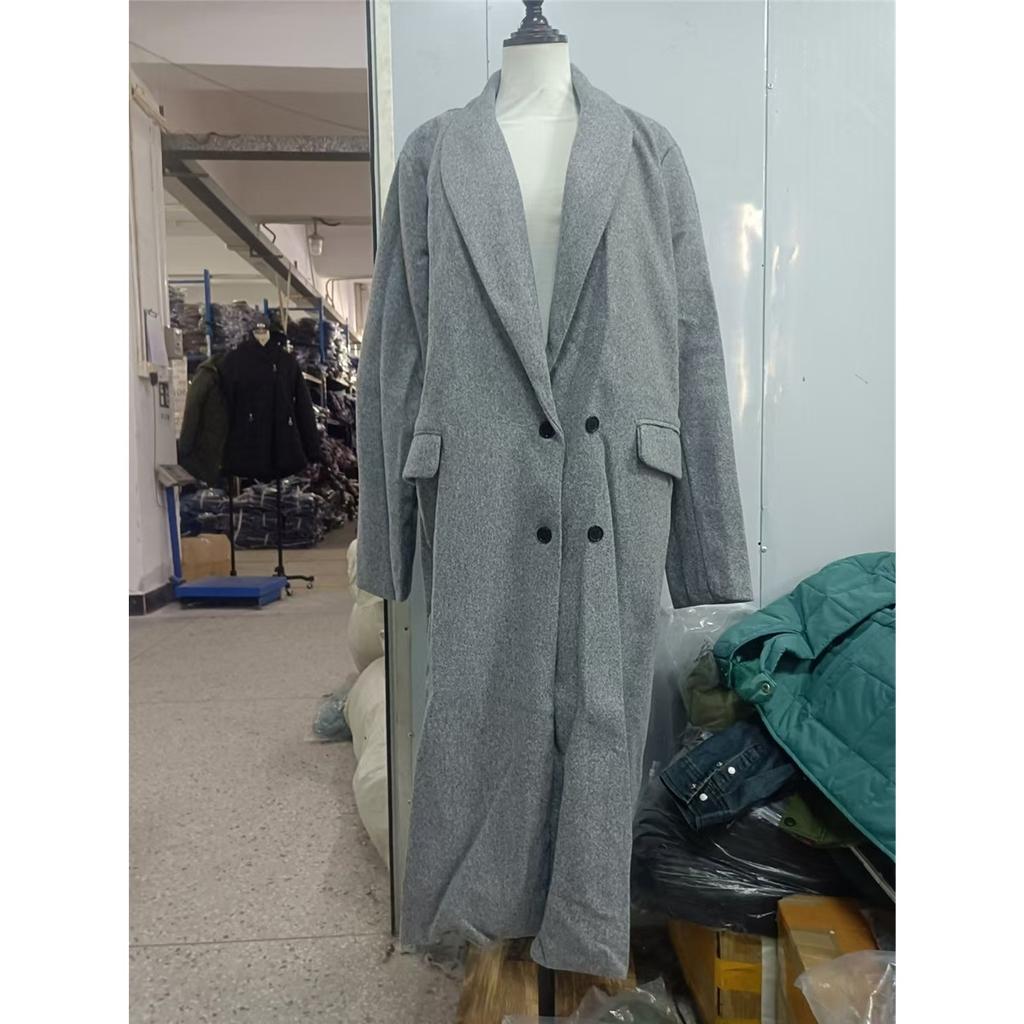 Women's Gray Long Sleeve Winter Woolen Coat