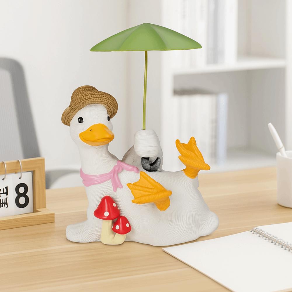 Simulated Duck Umbrella Ornament Handicraft Cartoon Resin Animal Sculpture  Balcony Garden Supplies