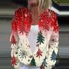 Women's Fashion Christmas Printed Long Sleeve Knitted Cardigan Button Down Jacket