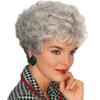 Synthetic Natural Mommy Wig with Bangs Grey Short Wigs for Women Older Lady Hairstyle Halloween Costume Mother Curly Heat Resistant Wigs