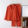 Unprinted Red Cotton Spring and Autumn Women's Thin Home Clothes Long Sleeved Long Trousers Loose Comfortable Pajamas Set
