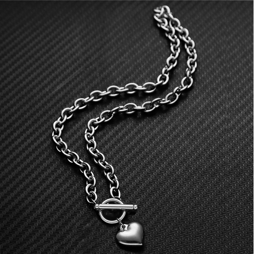 Korean Style Stainless Steel Heart Pendant Clavicle Necklace - Christmas Gift