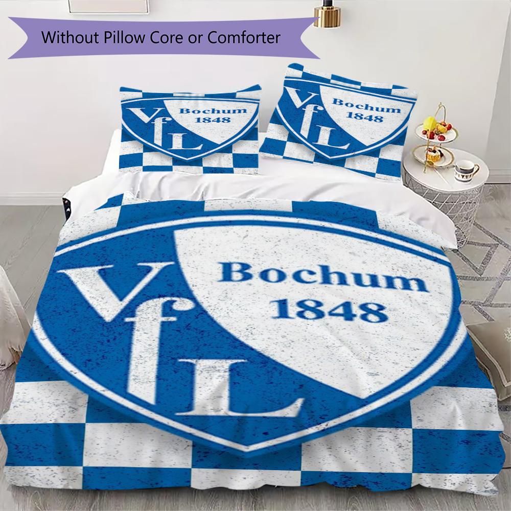 Постельное белье с узором VfL Bochum 1848 Комплект одеял Покрывало Наволочка Домашний Декор Подарок на День Рождения (1 пододеяльник + 2 наволочки без наполнителя)98