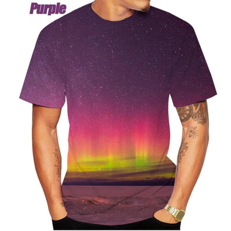 Модная красочная футболка с коротким рукавом Aurora Galaxy с 3D-принтом, повседневная космическая рубашка унисекс, персонализированный топ
