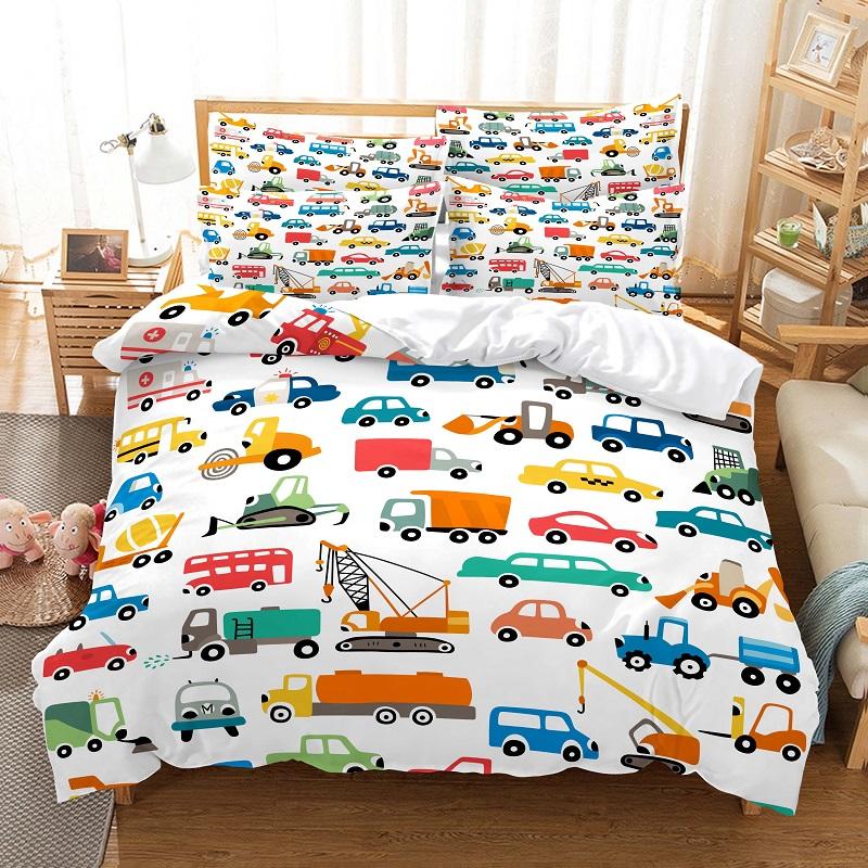 Cartoon Car Bedding Set Cute Cartoon Duvet Cover Set 3d Bedding Fashion Design Bed Set Children Queen Duvet Cover Bedding Sets
