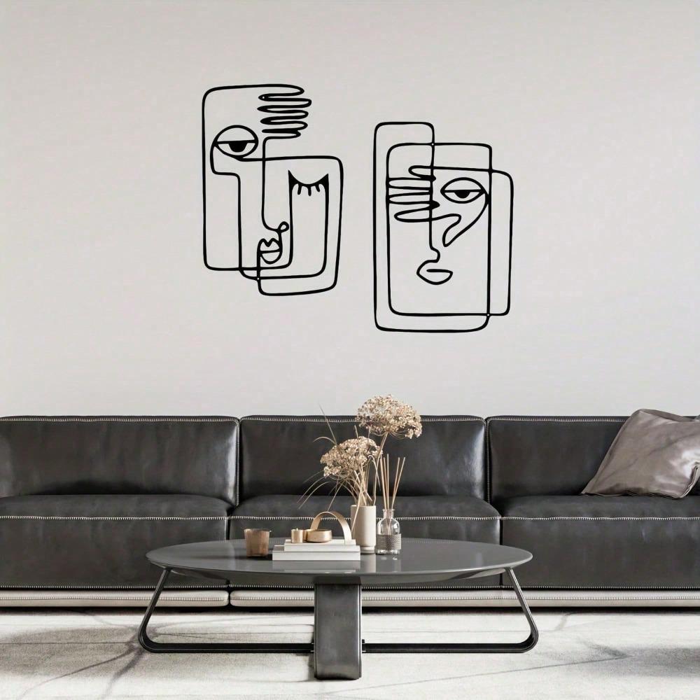 2 шт. Абстрактное настенное искусство в стиле бикассо с изображением лица из металла в стиле минимализма - современный домашний декор для спальни, гостиной или ванной комнаты.