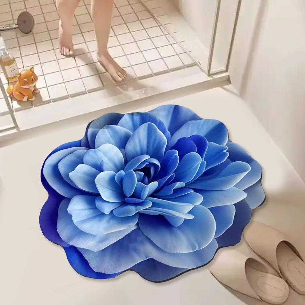 3D Плюшевый Ковер с Цветами Vision Мягкий Впитывающий Коврик для Пола в Ванной Комнате Нескользящий Декоративный Ковер для Гостиной Чайного Столика Прикроватный