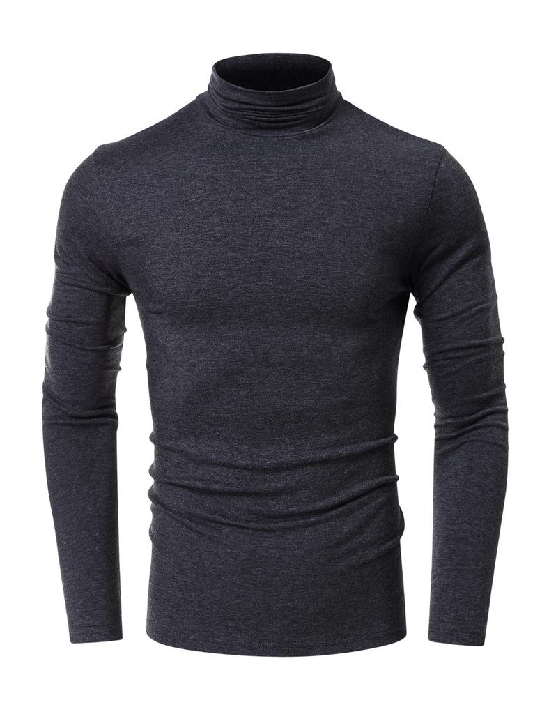 Autumn and Winter High-neck Men's Bottom Shirt Long-sleeved T-shirt Solid Color