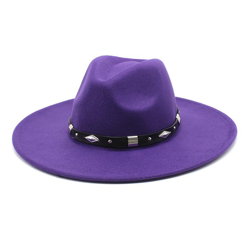 9.5Cm Big Brim Woolen Jazz Top Hat Women'S Fashion Casual Big Edge Felt Hat Men'S Jazz Hat