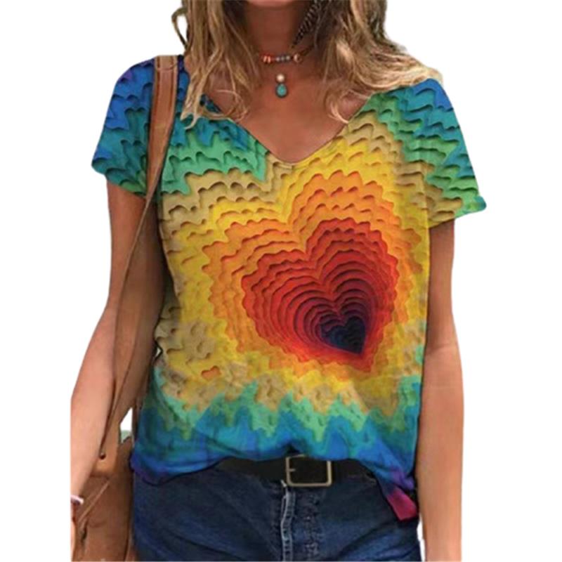 Модная футболка с принтом бабочки 3D, женские футболки, футболки большого размера с V-образным вырезом, женские топы, летняя уличная одежда Harajuku Y2k, одежда