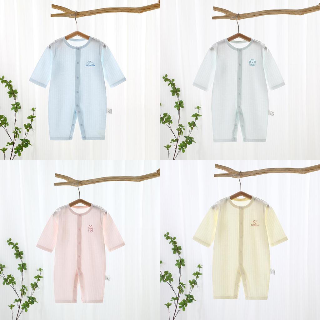 Baby Summer Cotton Romper With Long Sleeves For Newborns And Infants
