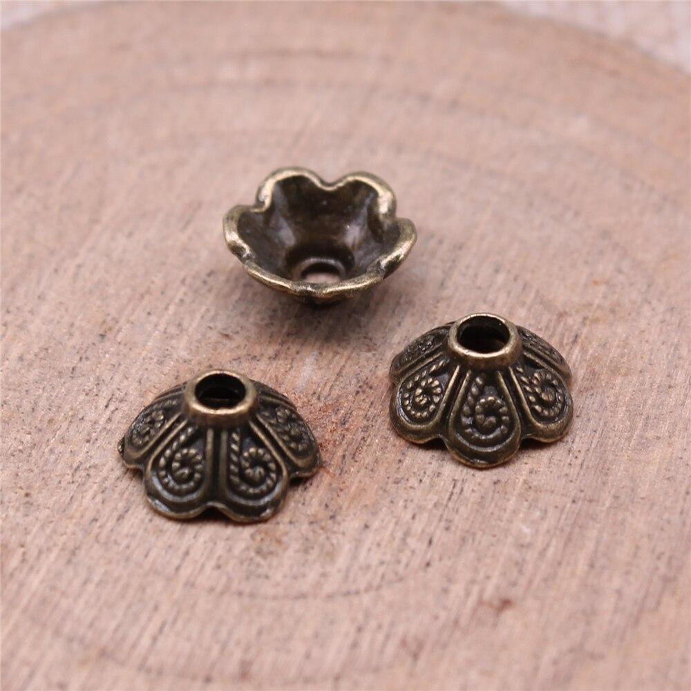 50шт колпачки для бусин, подвески, цвет античной бронзы, 9х9х4мм